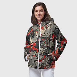 Ветровка с капюшоном женская Китайский Дракон, China Dragon, цвет: 3D-белый — фото 2