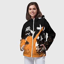 Ветровка с капюшоном женская Волейбол - Вороны, цвет: 3D-белый — фото 2