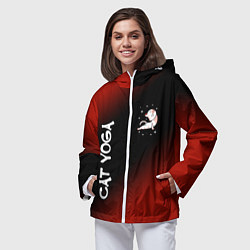 Ветровка с капюшоном женская Yoga Cat - Gradient, цвет: 3D-белый — фото 2