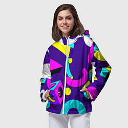 Ветровка с капюшоном женская Геометрические фигуры, цвет: 3D-белый — фото 2
