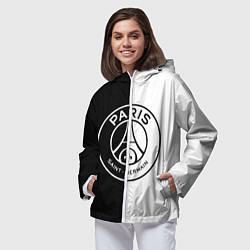 Ветровка с капюшоном женская ФК ПСЖ PSG BLACK & WHITE, цвет: 3D-белый — фото 2