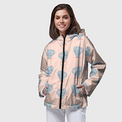 Ветровка с капюшоном женская Слоники, цвет: 3D-черный — фото 2