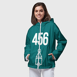 Ветровка с капюшоном женская Игра в кальмара - Squid game 456, цвет: 3D-белый — фото 2