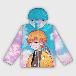 Ветровка с капюшоном женская КЛИНОК РАССЕКАЮЩИЙ ДЕМОНОВ, ЗЕНИТЦУ, цвет: 3D-белый