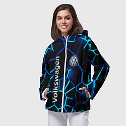Ветровка с капюшоном женская Фольксваген 3D плиты, цвет: 3D-белый — фото 2