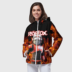 Ветровка с капюшоном женская ROBLOX FIRE РОБЛОКС ОГОНЬ ПОЖАРНЫЙ, цвет: 3D-белый — фото 2
