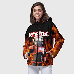 Ветровка с капюшоном женская ROBLOX FIRE РОБЛОКС ОГОНЬ ПОЖАРНЫЙ, цвет: 3D-черный — фото 2