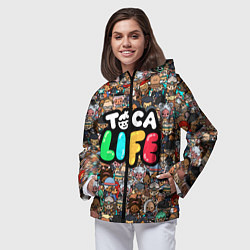 Ветровка с капюшоном женская Toca Life, цвет: 3D-черный — фото 2