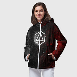 Ветровка с капюшоном женская Linkin Park Logo Линкин Парк, цвет: 3D-белый — фото 2