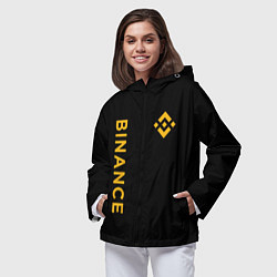 Ветровка с капюшоном женская БИНАНС ЛОГО КАРБОН BINANCE LOGO, цвет: 3D-черный — фото 2