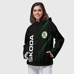 Ветровка с капюшоном женская SKODA, ШКОДА, цвет: 3D-черный — фото 2