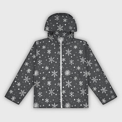 Женская ветровка Белые снежинки на сером фоне