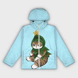 Ветровка с капюшоном женская Кот-ёлочка, цвет: 3D-белый