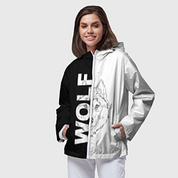Ветровка с капюшоном женская WOLF Волк, цвет: 3D-белый — фото 2