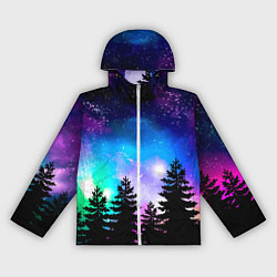 Женская ветровка Космический лес, елки и звезды