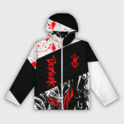 Ветровка с капюшоном женская Берсерк черная маска с логотипом, цвет: 3D-белый
