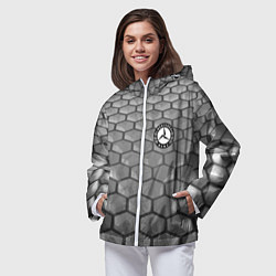 Ветровка с капюшоном женская Mercedes-Benz pattern, цвет: 3D-белый — фото 2