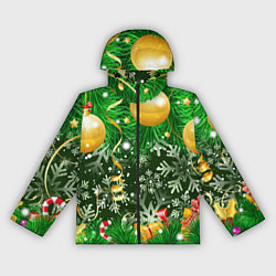 Ветровка с капюшоном женская Новогоднее Настроение Елка, цвет: 3D-черный