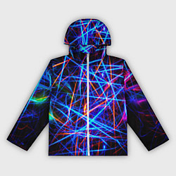 Ветровка с капюшоном женская NEON LINES Glowing Lines Effect, цвет: 3D-белый