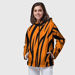 Ветровка с капюшоном женская Текстура тиграtiger, цвет: 3D-черный — фото 2