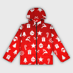 Женская ветровка Новогодний узор красный градиент