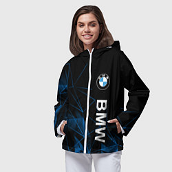 Ветровка с капюшоном женская BMW, БМВ ГЕОМЕТРИЯ ПОЛОСЫ, цвет: 3D-белый — фото 2