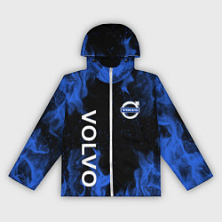 Ветровка с капюшоном женская VOLVO, ВОЛЬВО СИНИЙ ОГОНЬ, цвет: 3D-белый