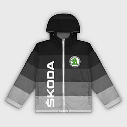 Ветровка с капюшоном женская SKODA, ШКОДА ГРАДИЕНТ, цвет: 3D-белый