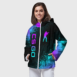 Ветровка с капюшоном женская CS GO NEON SYMBOL STYLE SKIN КС ГО НЕОН, цвет: 3D-белый — фото 2