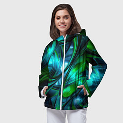 Ветровка с капюшоном женская Изумрудное настроение, цвет: 3D-белый — фото 2