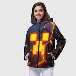 Ветровка с капюшоном женская ОГНЕННЫЙ КРИПЕР 3D ПЛИТЫ FIRE CREEPER, цвет: 3D-черный — фото 2