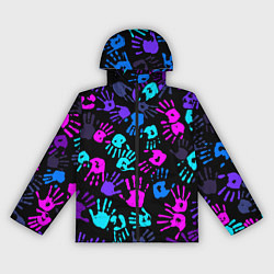 Ветровка с капюшоном женская Следы неоновых рук, цвет: 3D-черный