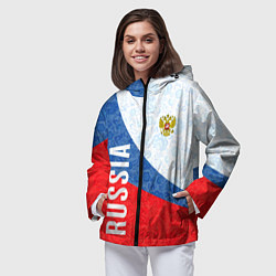 Ветровка с капюшоном женская RUSSIA SPORT STYLE РОССИЯ СПОРТИВНЫЙ СТИЛЬ, цвет: 3D-черный — фото 2