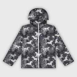 Ветровка с капюшоном женская Табун Лошадей, цвет: 3D-белый
