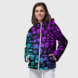 Ветровка с капюшоном женская UNDERTALE NEON PATTERN УЗОР, цвет: 3D-белый — фото 2