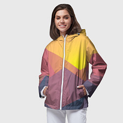 Ветровка с капюшоном женская Рассвет в горах искусства, цвет: 3D-белый — фото 2