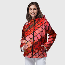 Ветровка с капюшоном женская Красная спартаковская чешуя, цвет: 3D-черный — фото 2