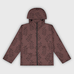 Женская ветровка Веточки с черными листьями на коричневом фоне