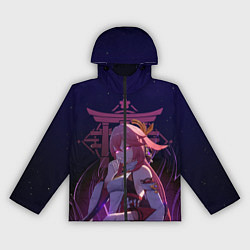 Ветровка с капюшоном женская Genshin Impact - Гудзи Яэ Мико, цвет: 3D-черный