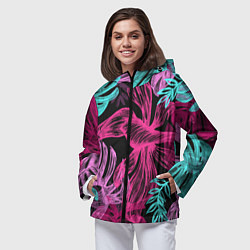 Ветровка с капюшоном женская Папоротниковый неон, цвет: 3D-черный — фото 2