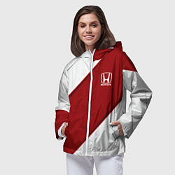Ветровка с капюшоном женская Honda - Red sport, цвет: 3D-белый — фото 2