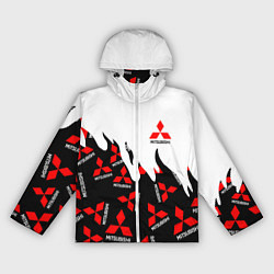 Ветровка с капюшоном женская Mitsubishi - Fire Pattern, цвет: 3D-белый