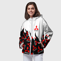 Ветровка с капюшоном женская Mitsubishi - Fire Pattern, цвет: 3D-белый — фото 2