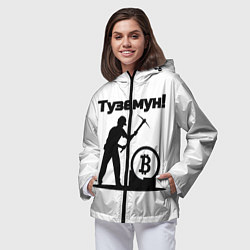Ветровка с капюшоном женская Туземун-криптовалюты, цвет: 3D-черный — фото 2