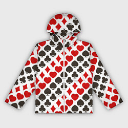Ветровка с капюшоном женская Карточные Масти Card Suits, цвет: 3D-белый