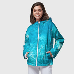 Ветровка с капюшоном женская Голубой океан Голубая вода, цвет: 3D-белый — фото 2