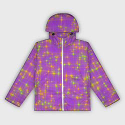Ветровка с капюшоном женская Космос, лиловое звёздное небо, цвет: 3D-белый