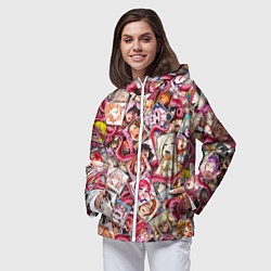 Ветровка с капюшоном женская Ахегао с щупальцами в цвете, цвет: 3D-белый — фото 2