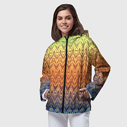 Ветровка с капюшоном женская Модный современный узор зигзаг, цвет: 3D-черный — фото 2