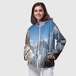 Ветровка с капюшоном женская Minecraft Mountains Video game, цвет: 3D-белый — фото 2